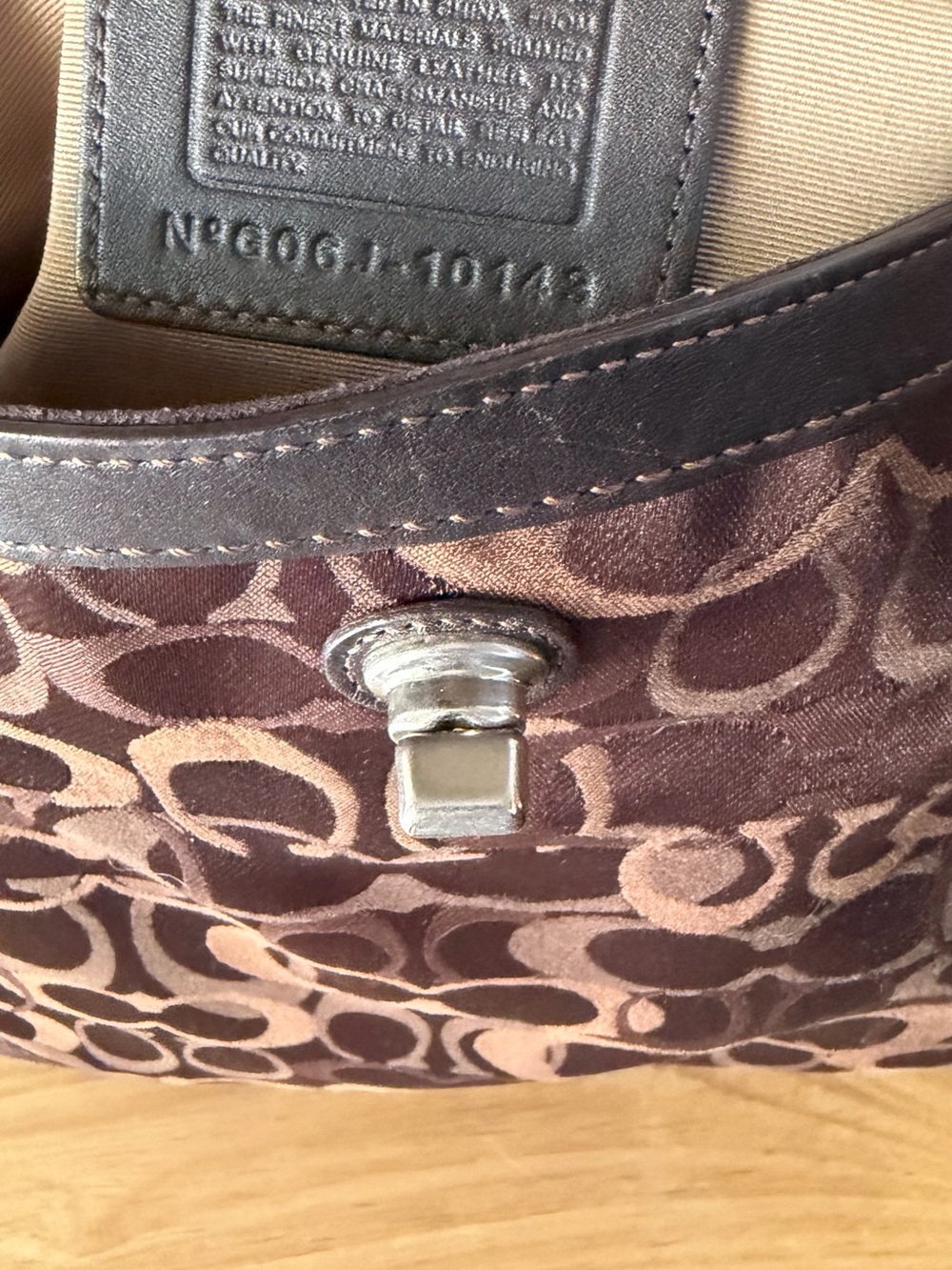 Coach Brown Signature Jacquard Hobo Turn-lock Suede Corners and Bottom Bag - Picture 15 of 15